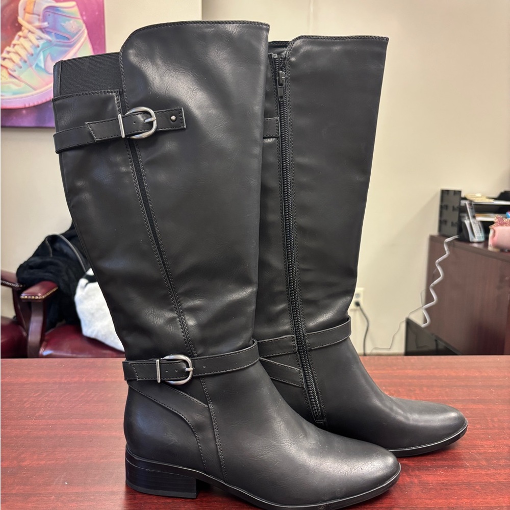 Naturalizer Black Knee high Boots with Decorative Buckles